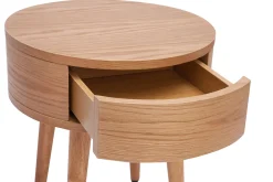 Fashion Miliboo Mesilla de noche redonda de madera clara con cajón 45 cm JUDITH