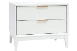 Shop Miliboo Mesita de noche blanca mate y metal dorado con almacenamiento L60 cm GIANA