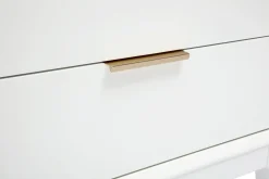 Shop Miliboo Mesita de noche blanca mate y metal dorado con almacenamiento L60 cm GIANA