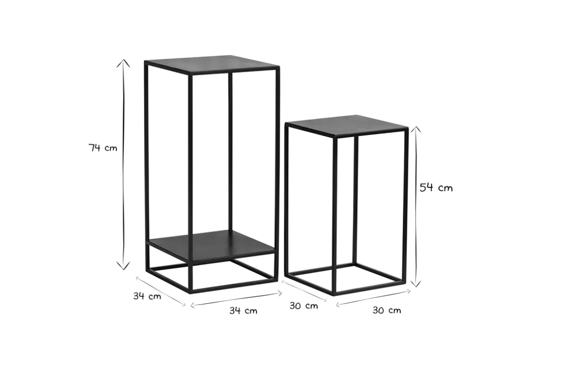 Cheap Miliboo Mesitas auxiliares nido en metal negro (lote de 2) IGGY