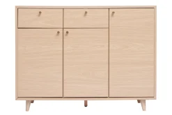 Sale Miliboo Mueble de almacenaje de entrada con acabado de roble claro y metal dorado 110 cm SILVESTRE