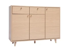 Sale Miliboo Mueble de almacenaje de entrada con acabado de roble claro y metal dorado 110 cm SILVESTRE