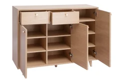 Sale Miliboo Mueble de almacenaje de entrada con acabado de roble claro y metal dorado 110 cm SILVESTRE