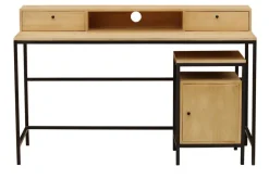Clearance Miliboo Mueble de almacenaje para escritorio de madera de mango y metal negro OPIUM