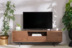 Fashion Miliboo Mueble de TV acabado en roble con nicho abierto L160 cm MANNY