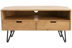 Shop Miliboo Mueble TV angular de madera de mango maciza y metal 100 cm VIBES
