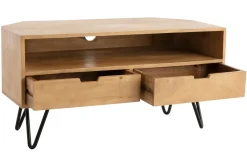 Shop Miliboo Mueble TV angular de madera de mango maciza y metal 100 cm VIBES