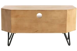 Shop Miliboo Mueble TV angular de madera de mango maciza y metal 100 cm VIBES