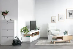 Clearance Miliboo Mueble TV blanco y madera LIVO