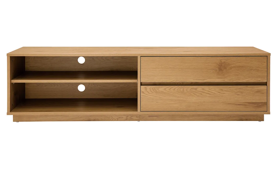 Best Miliboo Mueble TV con acabado de roble claro y 2 cajones 160 cm MADERO
