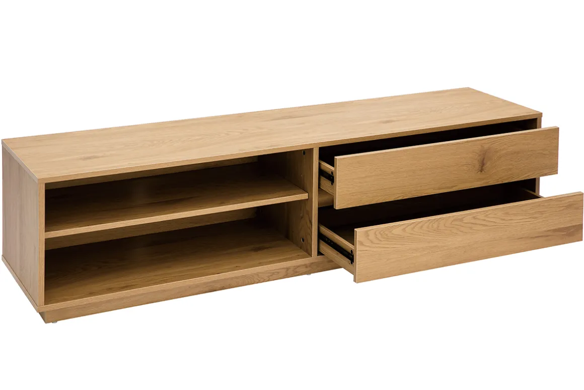 Best Miliboo Mueble TV con acabado de roble claro y 2 cajones 160 cm MADERO