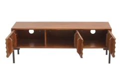 New Miliboo Mueble TV de 3 puertas de madera oscura maciza de mango y metal negro 120 cm ONDA