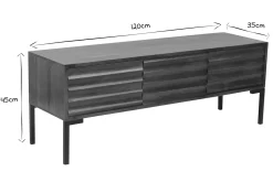 New Miliboo Mueble TV de 3 puertas de madera oscura maciza de mango y metal negro 120 cm ONDA