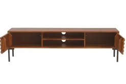 New Miliboo Mueble TV de 2 puertas de madera oscura maciza de mango y metal negro 160 cm ONDA