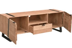 Best Miliboo Mueble TV de acacia maciza y metal negro 150 cm ALVARO
