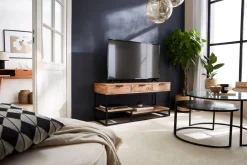 Hot Miliboo Mueble TV de acacia maciza y metal 115 cm WARREN