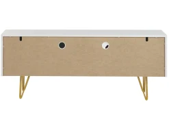 Discount Miliboo Mueble TV de diseño 140 cm con grabados grabado de metal blanco y dorado OZEN