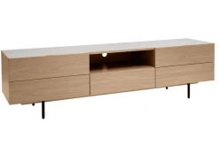 Online Miliboo Mueble TV de diseño con armarios de madera de roble claro y metal negro 180 cm ALASKA