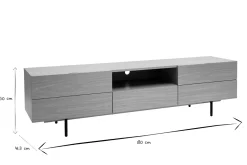 Online Miliboo Mueble TV de diseño con armarios de madera de roble claro y metal negro 180 cm ALASKA