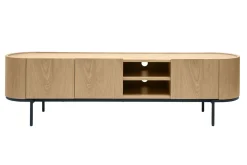 Store Miliboo Mueble TV de diseño en madera clara y metal negro con almacenaje 180 cm SKYE
