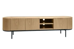 Store Miliboo Mueble TV de diseño en madera clara y metal negro con almacenaje 180 cm SKYE