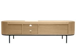 Store Miliboo Mueble TV de diseño en madera clara y metal negro con almacenaje 180 cm SKYE