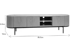 Store Miliboo Mueble TV de diseño en madera clara y metal negro con almacenaje 180 cm SKYE
