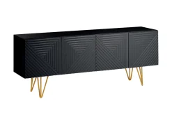 Cheap Miliboo Mueble TV de diseño en negro y metal dorado 140 cm OZEN