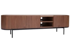 Cheap Miliboo Mueble TV de diseño en nogal oscuro y metal negro con almacenaje 180 cm SKYE