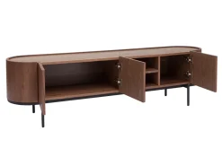 Cheap Miliboo Mueble TV de diseño en nogal oscuro y metal negro con almacenaje 180 cm SKYE
