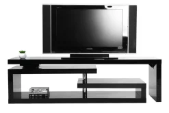 Discount Miliboo Mueble TV de diseño lacado negro giratorio MAX V2