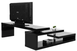 Discount Miliboo Mueble TV de diseño lacado negro giratorio MAX V2