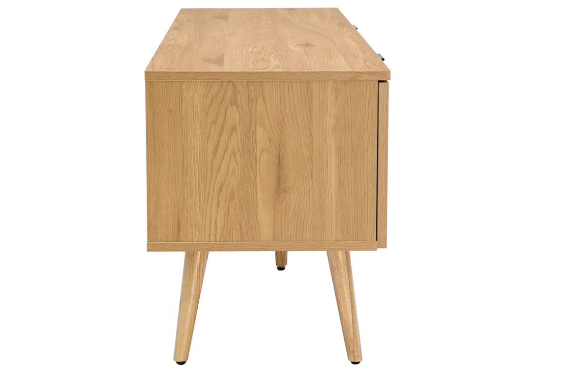 Best Miliboo Mueble TV de madera clara, mimbre y metal negro con 2 puertas 140 cm MANILLE
