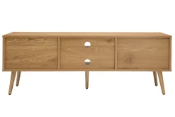 Best Miliboo Mueble TV de madera clara, mimbre y metal negro con 2 puertas 140 cm MANILLE