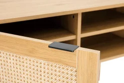 Best Miliboo Mueble TV de madera clara, mimbre y metal negro con 2 puertas 140 cm MANILLE