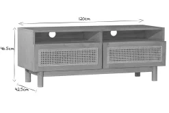 Hot Miliboo Mueble TV de madera clara y caña de ratán 120 cm GALINA