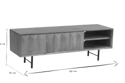 Cheap Miliboo Mueble TV de madera clara de mango macizo con grabado y metal negro 120 cm AGRA