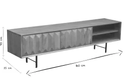 Clearance Miliboo Mueble TV de madera clara de mango macizo con grabado 160 cm AGRA
