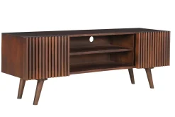 Sale Miliboo Mueble TV de madera maciza de mango oscuro con puertas correderas 140 cm ALBA