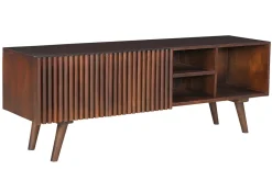 Sale Miliboo Mueble TV de madera maciza de mango oscuro con puertas correderas 140 cm ALBA