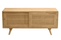 Store Miliboo Mueble TV de madera maciza de mango y caña de ratán 110 cm ACANGE
