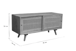 Store Miliboo Mueble TV de madera maciza de mango y caña de ratán 110 cm ACANGE