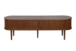 Sale Miliboo Mueble TV de nogal oscuro con almacenaje y 2 puertas correderas 180 cm EPIC