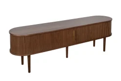 Sale Miliboo Mueble TV de nogal oscuro con almacenaje y 2 puertas correderas 180 cm EPIC