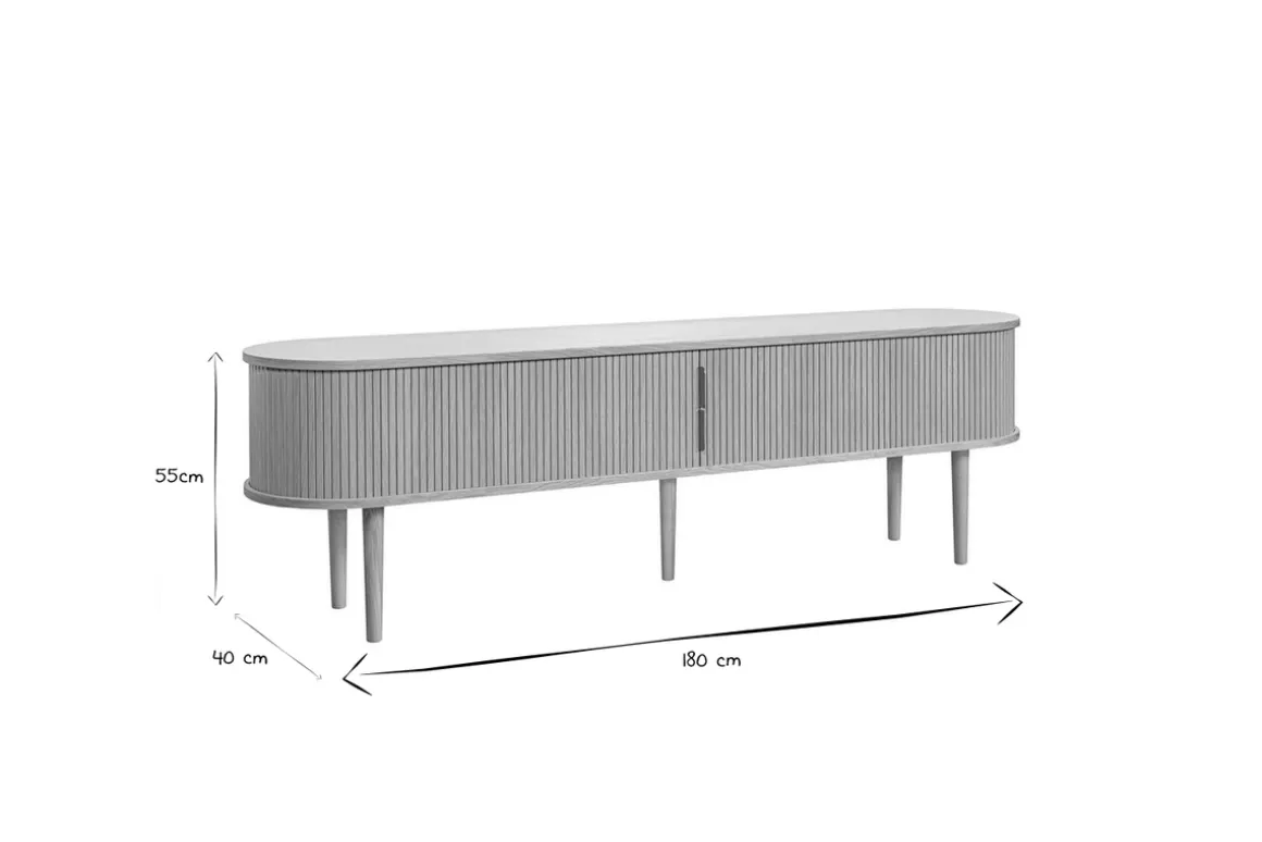 Sale Miliboo Mueble TV de nogal oscuro con almacenaje y 2 puertas correderas 180 cm EPIC