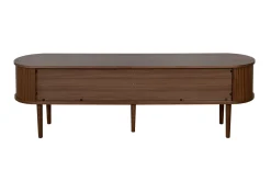 Sale Miliboo Mueble TV de nogal oscuro con almacenaje y 2 puertas correderas 180 cm EPIC