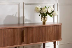 Sale Miliboo Mueble TV de nogal oscuro con almacenaje y 2 puertas correderas 180 cm EPIC