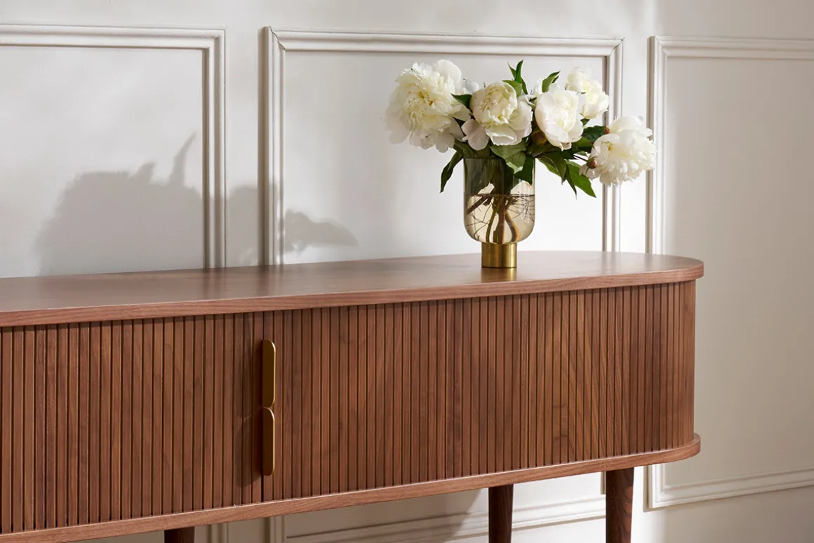 Sale Miliboo Mueble TV de nogal oscuro con almacenaje y 2 puertas correderas 180 cm EPIC