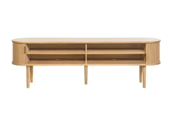 Fashion Miliboo Mueble TV de roble claro con almacenaje y 2 puertas correderas 180 cm EPIC