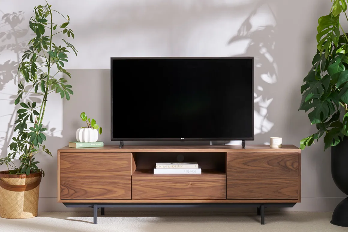 Online Miliboo Mueble TV diseño vintage 160cm nogal MANNY